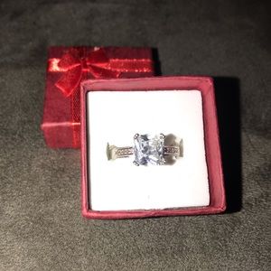 Square cut CZ Silver plated ring